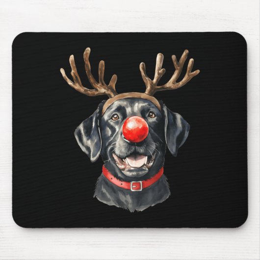 Black Lab Labrador Christmas Dog Reindeer Xmas Paj Mousepad (Vorne)