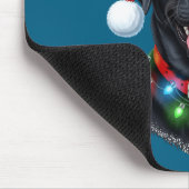 Black Lab Labrador Christmas Dog Santa Hat Light P Mousepad (Ecke)