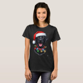 Black Lab Labrador Christmas Dog Santa Hat Light P T-Shirt (Vorne ganz)