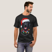 Black Lab Labrador Christmas Dog Santa Hat Light P T-Shirt (Vorne ganz)