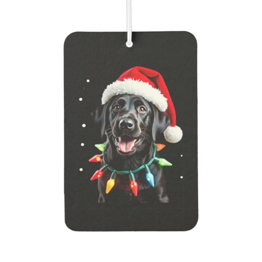 Black Lab Labrador Christmas Tree Light Pajama Dog Autolufterfrischer (Vorderseite)