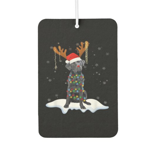 Black Lab Labrador Christmas Tree Light Pajama Dog Autolufterfrischer (Vorderseite)