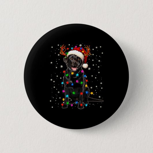 Black Lab Labrador Christmas Tree Light Pajama Dog Button (Vorderseite)