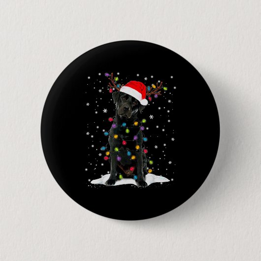 Black Lab Labrador Christmas Tree Light Pajama Dog Button (Vorderseite)