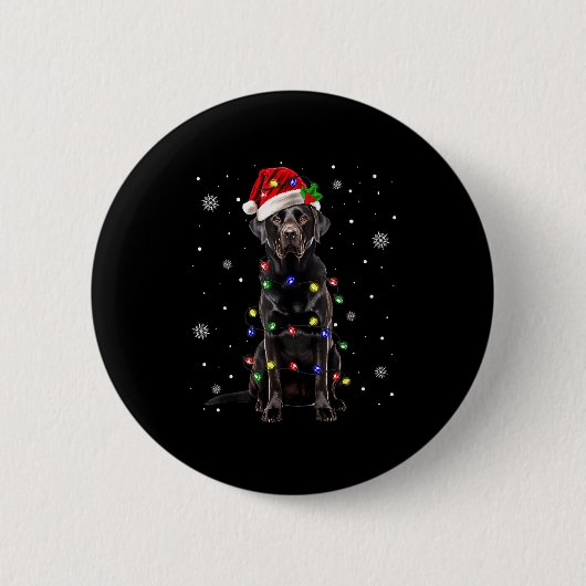 Black Lab Labrador Christmas Tree Light Pajama Dog Button (Vorderseite)