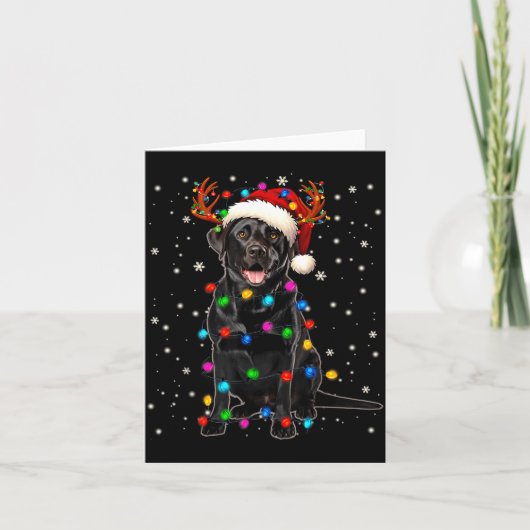 Black Lab Labrador Christmas Tree Light Pajama Dog Karte (Vorderseite)