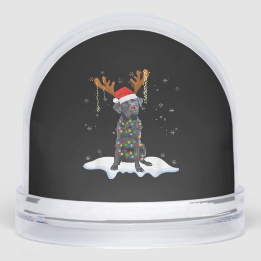 Black Lab Labrador Christmas Tree Light Pajama Dog Schneekugeln (Vorderseite)