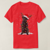 Black Lab Labrador Christmas Tree Light Pajama Dog T-Shirt (Design vorne)