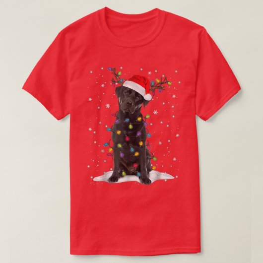 Black Lab Labrador Christmas Tree Light Pajama Dog T-Shirt (Design vorne)