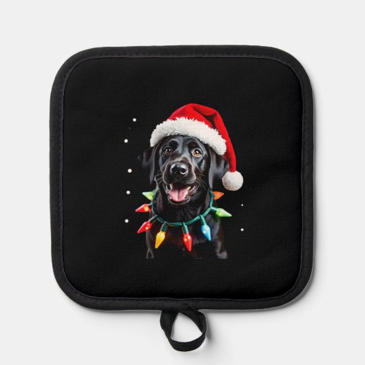Black Lab Labrador Christmas Tree Light Pajama Dog Topflappen (Vorderseite)