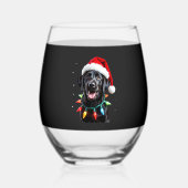 Black Lab Labrador Christmas Tree Light Pajama Dog Weinglas Ohne Stiel (Vorderseite)