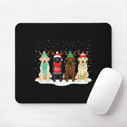 Black Lab Labrador Dog Christmas Crew Matching Fam Mousepad (Mit Mouse)
