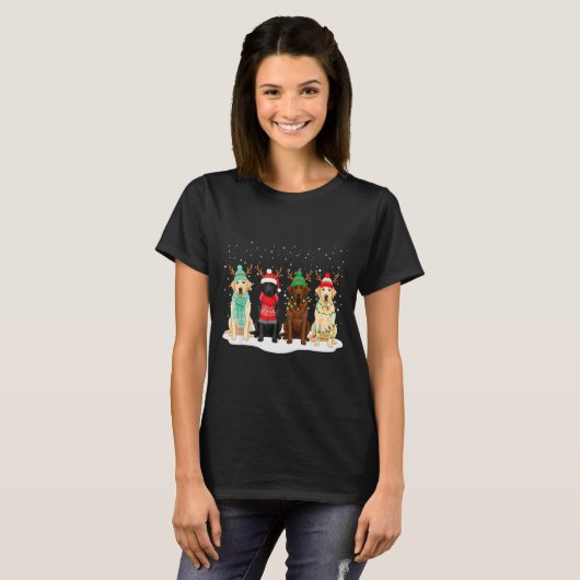 Black Lab Labrador Dog Christmas Crew Matching Fam T-Shirt (Vorne ganz)