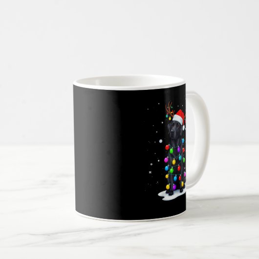 Black Lab Labrador Dog Funny Christmas Lights Rein Kaffeetasse (VorderseiteRechts)