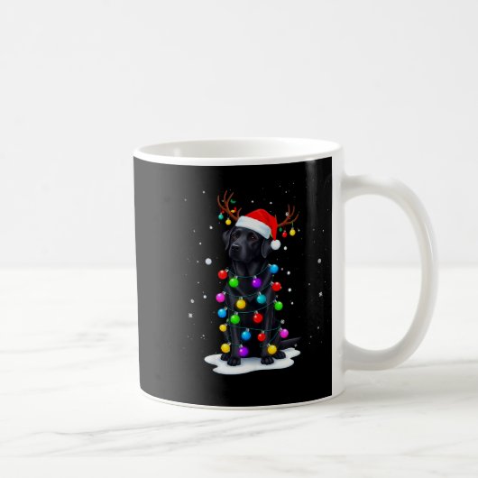 Black Lab Labrador Dog Funny Christmas Lights Rein Kaffeetasse (Rechts)