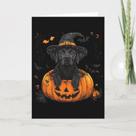 Black Lab Labrador Pumpkin Halloween Thanksgiving Karte (Vorderseite)