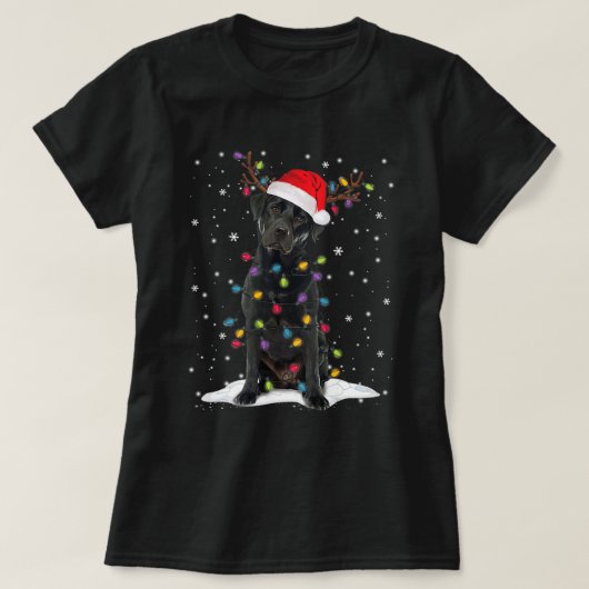 Black Lab Labrador Weihnachten Weihnachtsmannmütze T-Shirt (Design vorne)