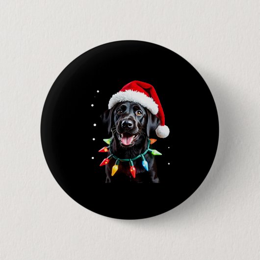 Black Lab Labrador Weihnachtsbaum Light Pajama Dog Button (Vorderseite)