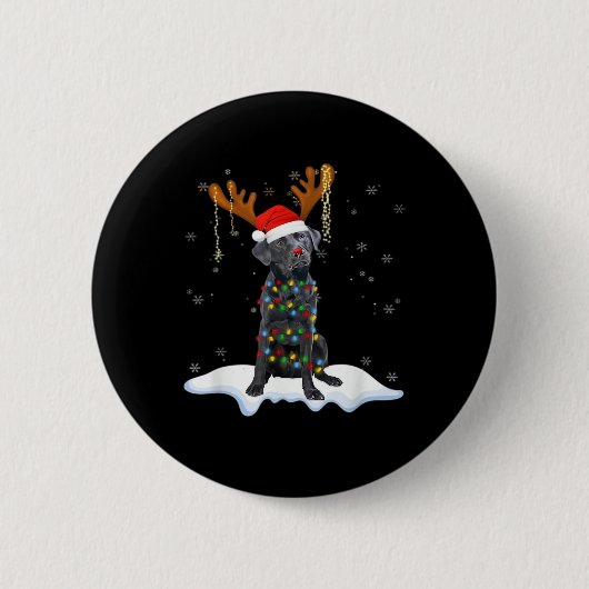 Black Lab Labrador Weihnachtsbaum Light Pajama Dog Button (Vorderseite)