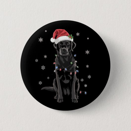 Black Lab Labrador Weihnachtsbaum Light Pajama Dog Button (Vorderseite)