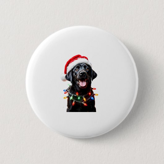Black Lab Labrador Weihnachtsbaum Light Pajama Dog Button (Vorderseite)