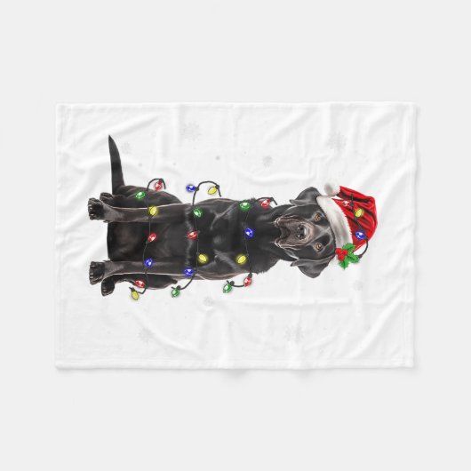 Black Lab Labrador Weihnachtsbaum Light Pajama Dog Fleecedecke (Vorderseite (Horizontal))
