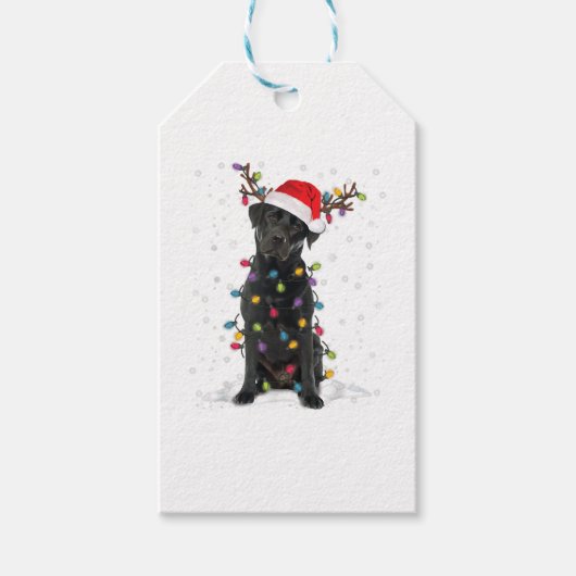 Black Lab Labrador Weihnachtsbaum Light Pajama Dog Geschenkanhänger (Vorderseite)