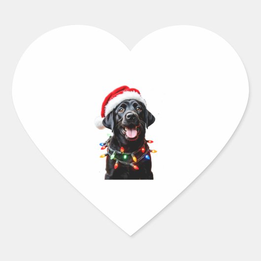 Black Lab Labrador Weihnachtsbaum Light Pajama Dog Herz-Aufkleber (Vorderseite)