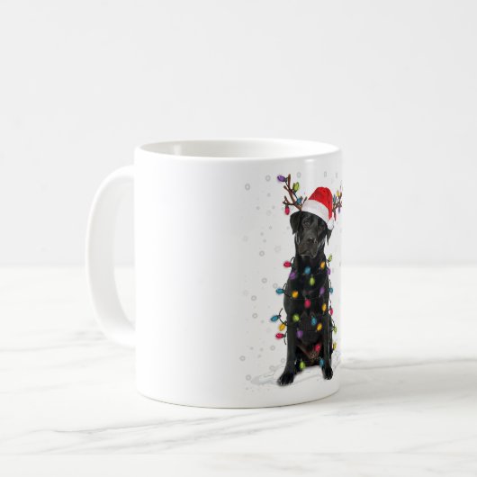 Black Lab Labrador Weihnachtsbaum Light Pajama Dog Kaffeetasse (Vorderseite Links)
