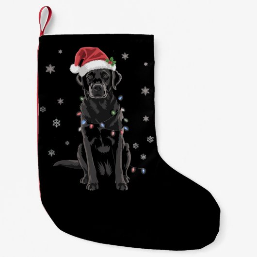 Black Lab Labrador Weihnachtsbaum Light Pajama Dog Kleiner Weihnachtsstrumpf (Vorderseite)