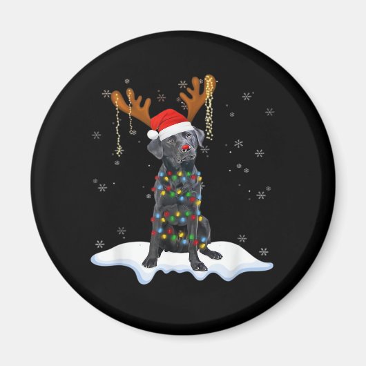 Black Lab Labrador Weihnachtsbaum Light Pajama Dog Magnet (Vorne)