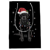 Black Lab Labrador Weihnachtsbaum Light Pajama Dog Mittlere Geschenktüte (Vorderseite)