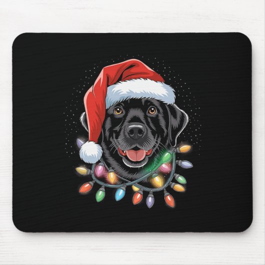 Black Lab Labrador Weihnachtsbaum Light Pajama Dog Mousepad (Vorne)