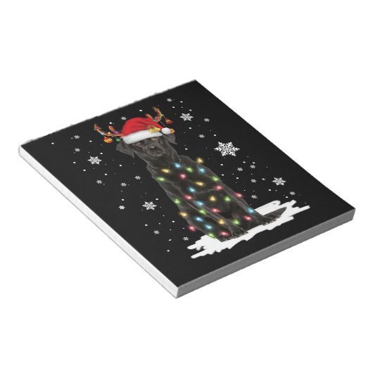 Black Lab Labrador Weihnachtsbaum Light Pajama Dog Notizblock (angewinkelt)