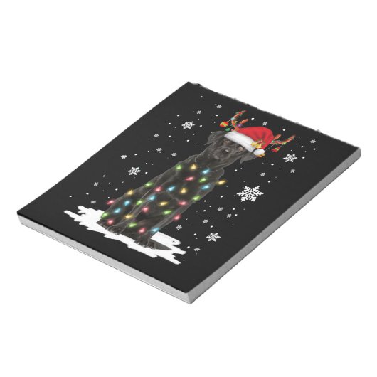 Black Lab Labrador Weihnachtsbaum Light Pajama Dog Notizblock (Rotiert)