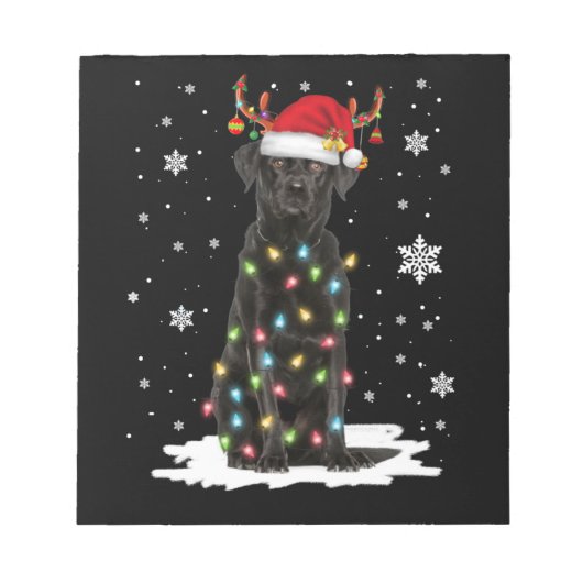 Black Lab Labrador Weihnachtsbaum Light Pajama Dog Notizblock (Vorderseite)