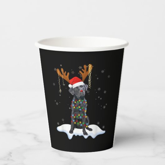 Black Lab Labrador Weihnachtsbaum Light Pajama Dog Pappbecher (Vorderseite)