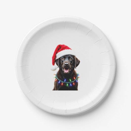 Black Lab Labrador Weihnachtsbaum Light Pajama Dog Pappteller (Vorderseite)