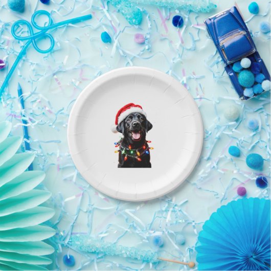 Black Lab Labrador Weihnachtsbaum Light Pajama Dog Pappteller (Party)