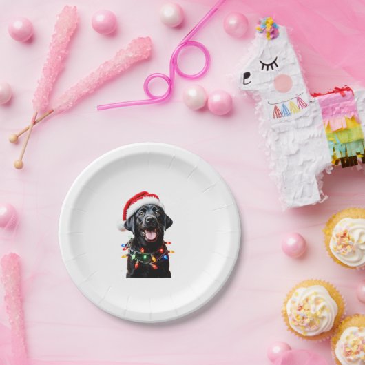 Black Lab Labrador Weihnachtsbaum Light Pajama Dog Pappteller (Party)