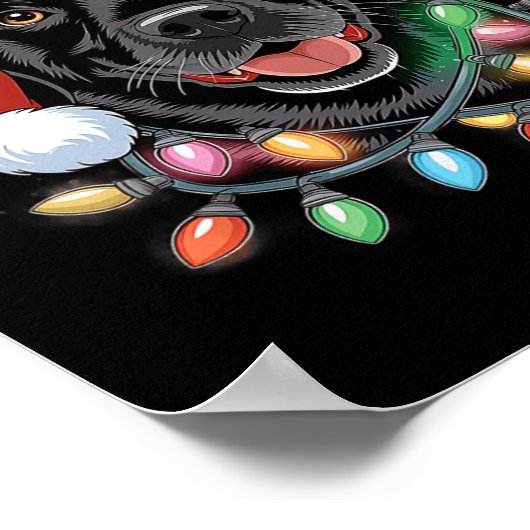 Black Lab Labrador Weihnachtsbaum Light Pajama Dog Poster (Ecke)