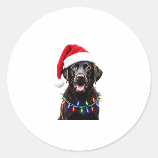 Black Lab Labrador Weihnachtsbaum Light Pajama Dog Runder Aufkleber (Vorderseite)