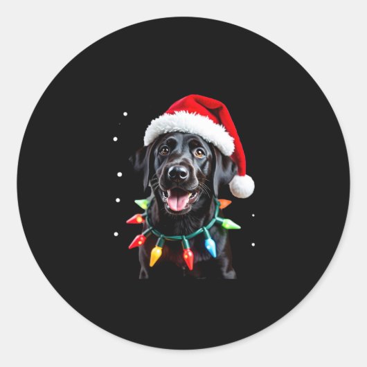 Black Lab Labrador Weihnachtsbaum Light Pajama Dog Runder Aufkleber (Vorderseite)