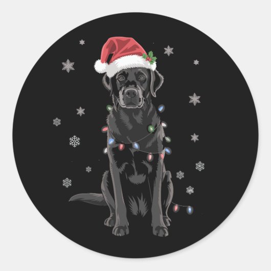 Black Lab Labrador Weihnachtsbaum Light Pajama Dog Runder Aufkleber (Vorderseite)