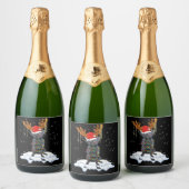 Black Lab Labrador Weihnachtsbaum Light Pajama Dog Schaumweinetikett (Flaschen)