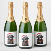 Black Lab Labrador Weihnachtsbaum Light Pajama Dog Schaumweinetikett (Flaschen)