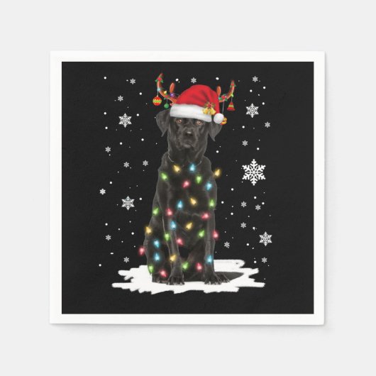 Black Lab Labrador Weihnachtsbaum Light Pajama Dog Serviette (Vorderseite)