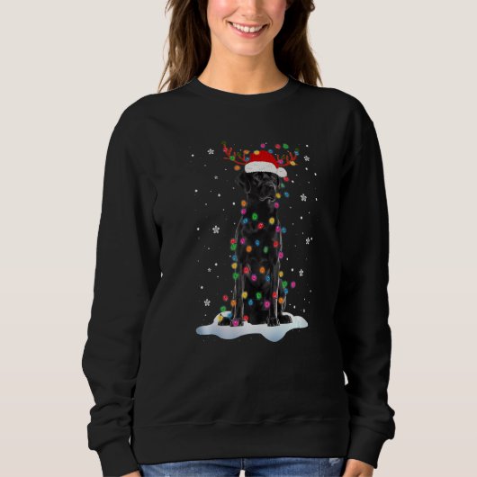 Black Lab Labrador Weihnachtsbaum Light Pajama Dog Sweatshirt (Vorderseite)