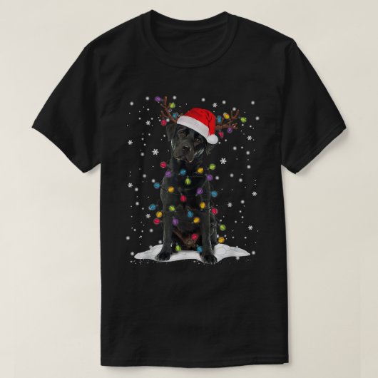 Black Lab Labrador Weihnachtsbaum Light Pajama Dog T-Shirt (Design vorne)