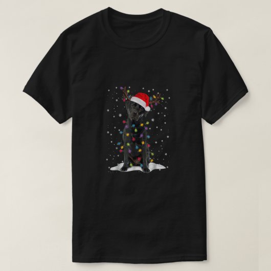 Black Lab Labrador Weihnachtsbaum Light Pajama Dog T-Shirt (Design vorne)